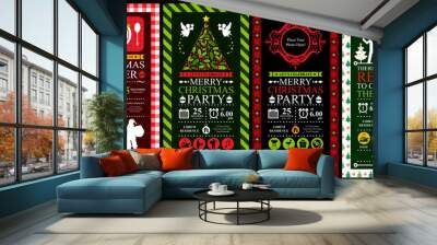 christmas party invitation card sets Wall mural