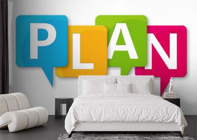 Plan - letters written in beautiful boxes on white background Wall mural