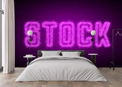 STOCK - pink glowing text at night on black background Wall mural