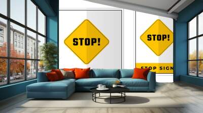 Stop Sign Label Symbol Icon Vector Illustration Wall mural