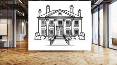 Building mansion house illustration isolated on white Background Wall mural