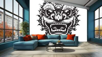 Chinese Lion Dance Head Vector and graphic isolated on white background Wall mural