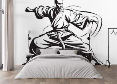 Wushu Vector Images, illustration of a Wushu Player Wall mural