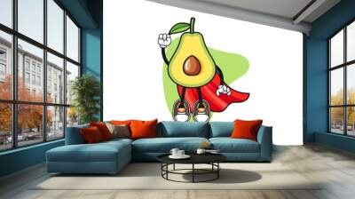 Avocado super hero mascot design vector. Cartoon character illustration for business, t shirt, sticker. Wall mural