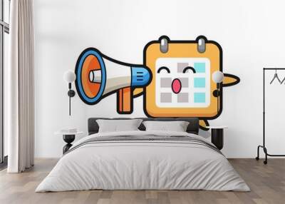 calendar character illustration holding a megaphone Wall mural