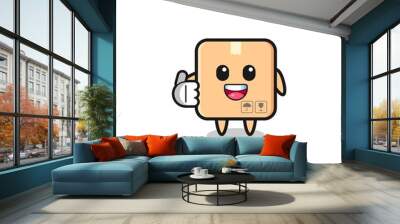 cardboard box mascot doing thumbs up gesture Wall mural