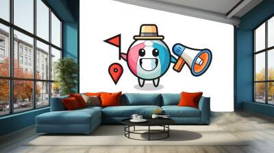 Character cartoon of beach ball as a tour guide Wall mural