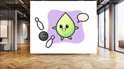 Character cartoon of melon juice drop is playing bowling Wall mural