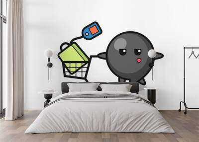 comma symbol illustration cartoon with a shopping cart Wall mural