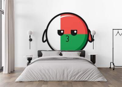 the bored expression of cute madagascar flag characters Wall mural