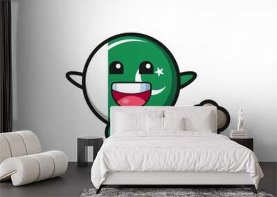 the happy pakistan flag cartoon with running pose Wall mural