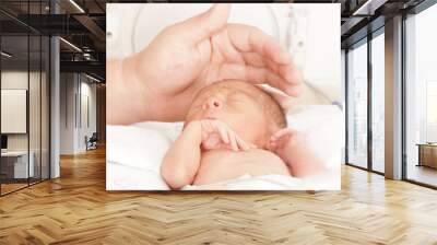 Newborn baby inside incubator Wall mural