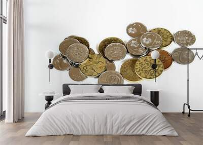 image of coins piled up on white surface stock photo Wall mural