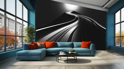 Winding road Journey traffic curved highway Road to horizon in perspective Winding asphalt empty line isolated vector concept Wall mural