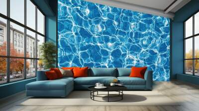 Beautiful swimming pool water texture with ripples and reflections Wall mural