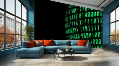 Half Sphere Binary Number on Black Background Wall mural