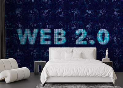 WEB 2.0 Word Text with Digital Futuristic Dotted Background Wall mural