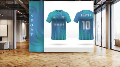 Blue sport jersey uniform template design Wall mural