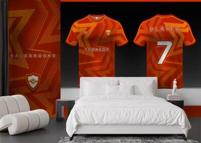 Red orange sports jersey star stripe pattern template design Wall mural