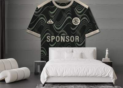 Sports uniform jersey design with green abstract pattern Wall mural