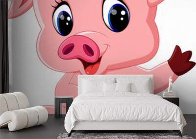 Cute pig cartoon posing Wall mural