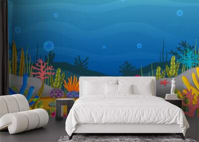 Underwater scene with tropical coral reef Wall mural