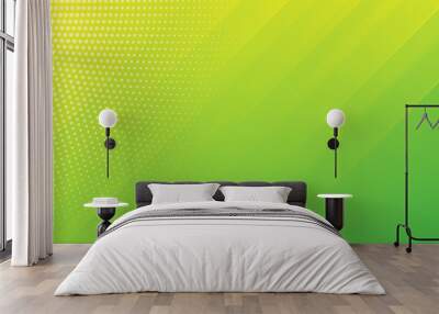 Modern abstract background with diagonal lines or stripes and halftone elements and green yellow color gradient with a digital technology theme. Wall mural