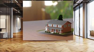 Real estate business, housing investment. Fancy suburban house, abstract concept. Digital 3D render. Wall mural