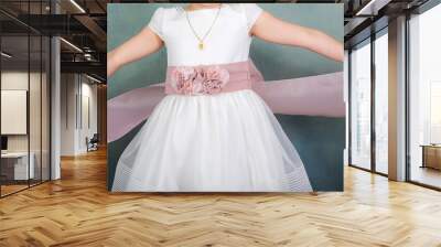 dress and outfit for holy Communion girl with medal of 