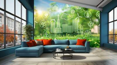 World environment, world ozone day and earth day concept Wall mural