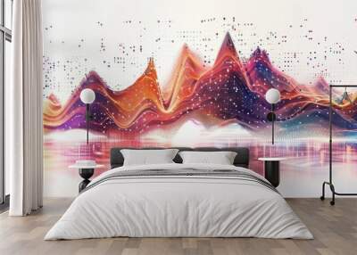 Abstract graph statistic data. Finance business economy market visualization. Generative AI technology. Wall mural