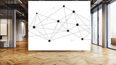 Abstract network polygonal system connect lines and dots background template. Wall mural