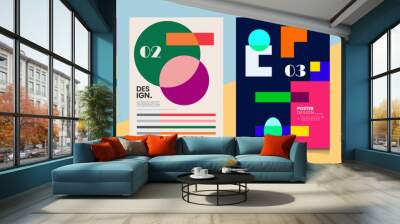 Abstract weird colorful business poster background vector collection. Presentation report banner, magazine, social media, creative album, art cover editable layout template. Wall mural