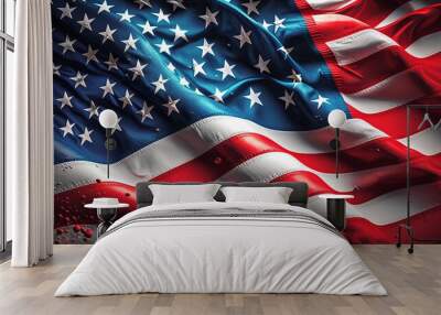 American flag background. 4th of July Memorial or Independence day theme. Generative AI technology. Wall mural