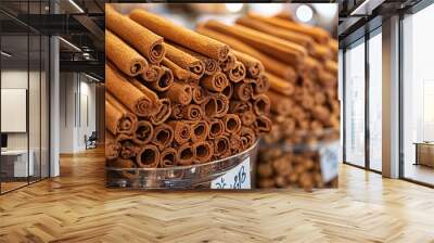 Cinnamon stick sell at market. Kitchen cooking spice food ingredient. Generative AI technology.	
 Wall mural