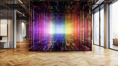 Colorful data virtual space technology background. Generative AI technology. Wall mural