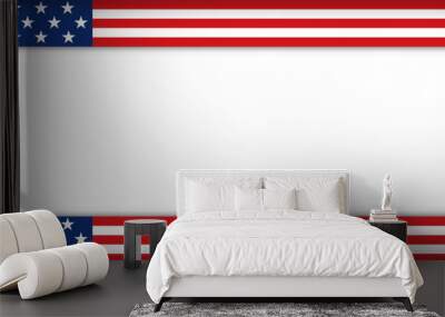 Modern america USA red blue striped line background banner template with shadow and black empty white space. Wall mural