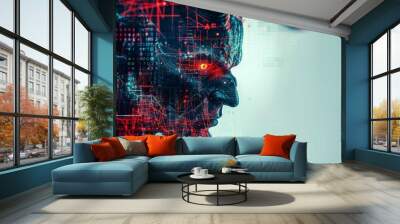 Satan with red eyes. Evil demonic hell character. Generative AI technology.	
 Wall mural