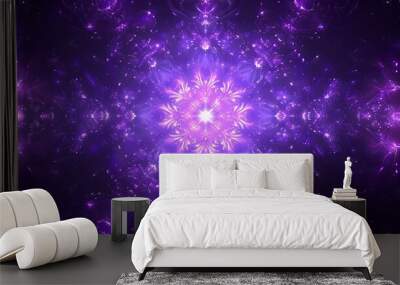 Supernatural purple magic energy spell pattern. Generative AI technology. Wall mural