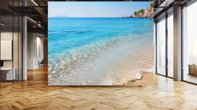 Tropical beach shore background. Vacation holidays wallpaper. Generative AI technology. Wall mural