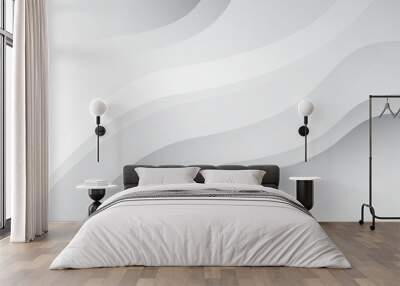 Abstract white and grey wavy background. Eps10 vector background Wall mural