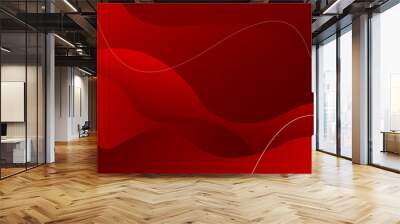 Red abstract background with waves. Vector illustration Wall mural