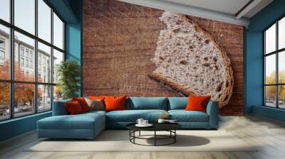 bread on wooden board farmer style Wall mural