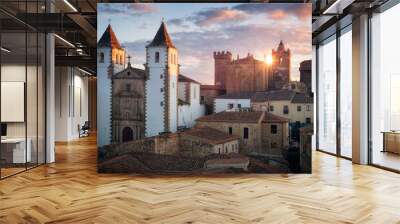 Scenic sunset in the medieval city of Caceres, Spain. High quality photo Wall mural