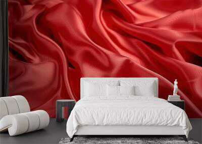 Red satin fabric background Wall mural