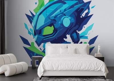 2d vector illustration Artificial intelligence and the human robot mind Wall mural