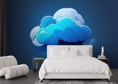 blue cartoon cloud with a cloud design  Wall mural