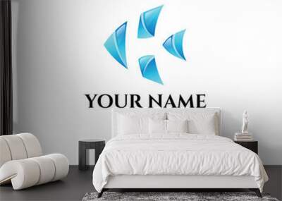 Abstract and modern H letter shape Fish logo design Wall mural