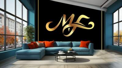 MF Initial letter handwriting and signature logo Wall mural