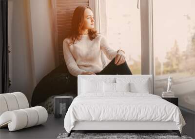 girl near window Wall mural